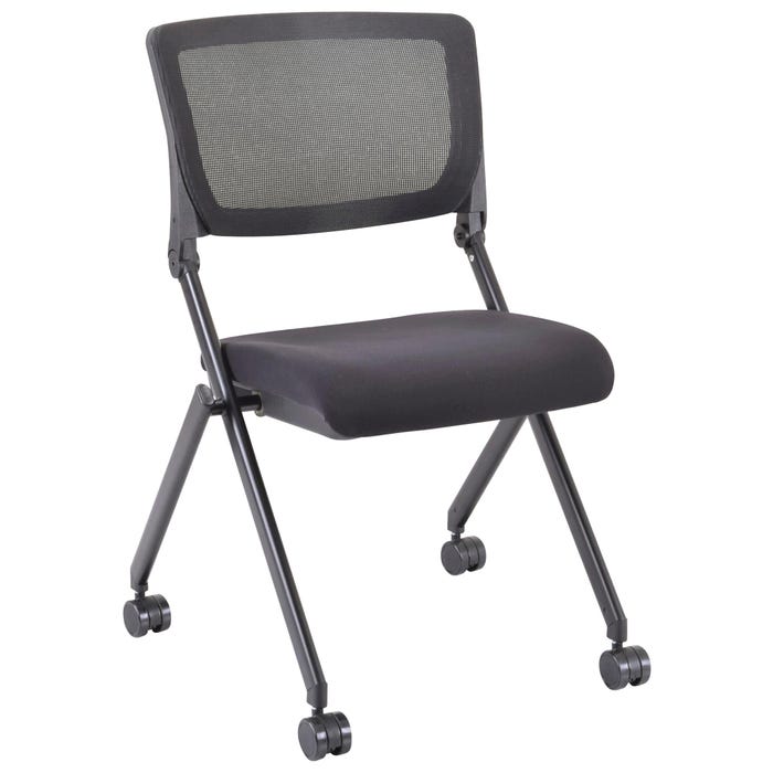 Lorell Mesh Back Nesting Chair, Casters, 20-1/4 x 22-7/8 x 35-3/8 Inches, Black, Carton of 2