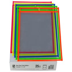 C-Line Shop Ticket Holders, 9 x 12 Inches, Assorted Neon Colors, Pack of 25 2129754