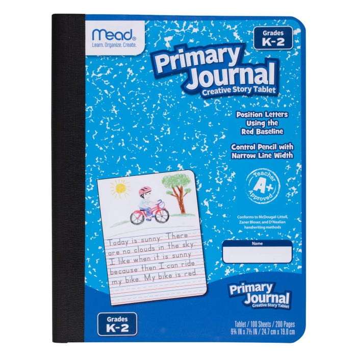 Mead Primary Journal, Half Page Ruled, 7-1/2 x 9-3/4 Inches, Blue, 100 Sheets