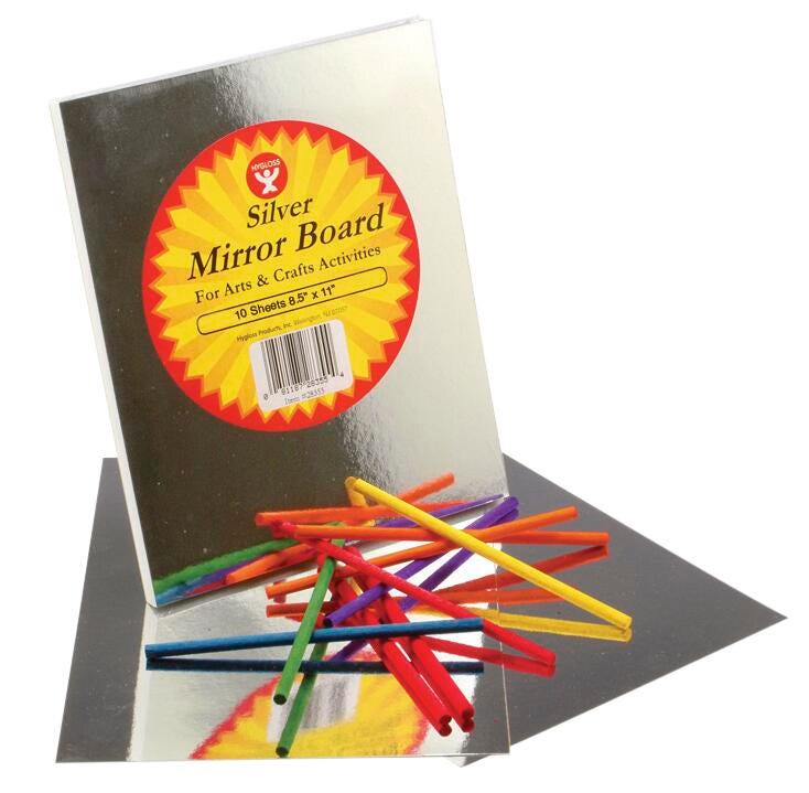 Hygloss Acid-Free Highly Reflective Mirror Board, 8-1/2 X 11 in, 10 Sheets, Silver, Pack of 10 Item Number 247946