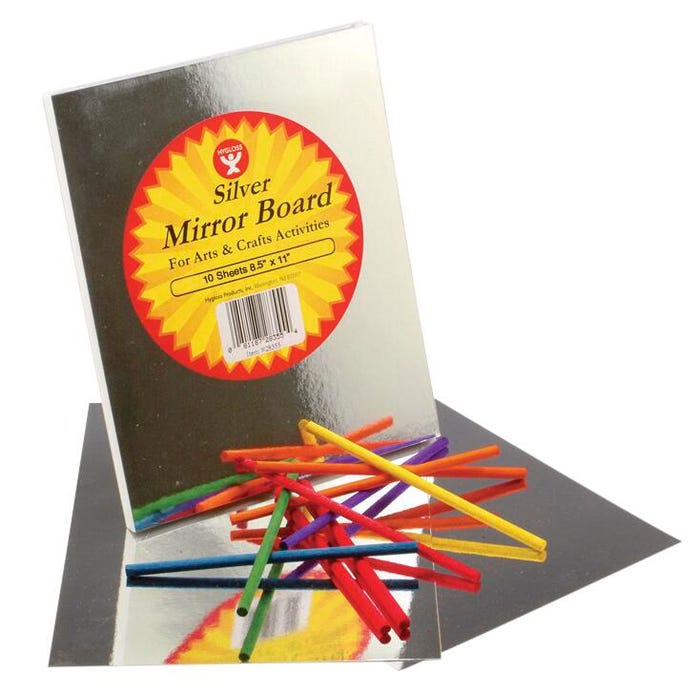 Hygloss Acid-Free Highly Reflective Mirror Board, 8-1/2 X 11 in, 10 Sheets, Silver, Pack of 10