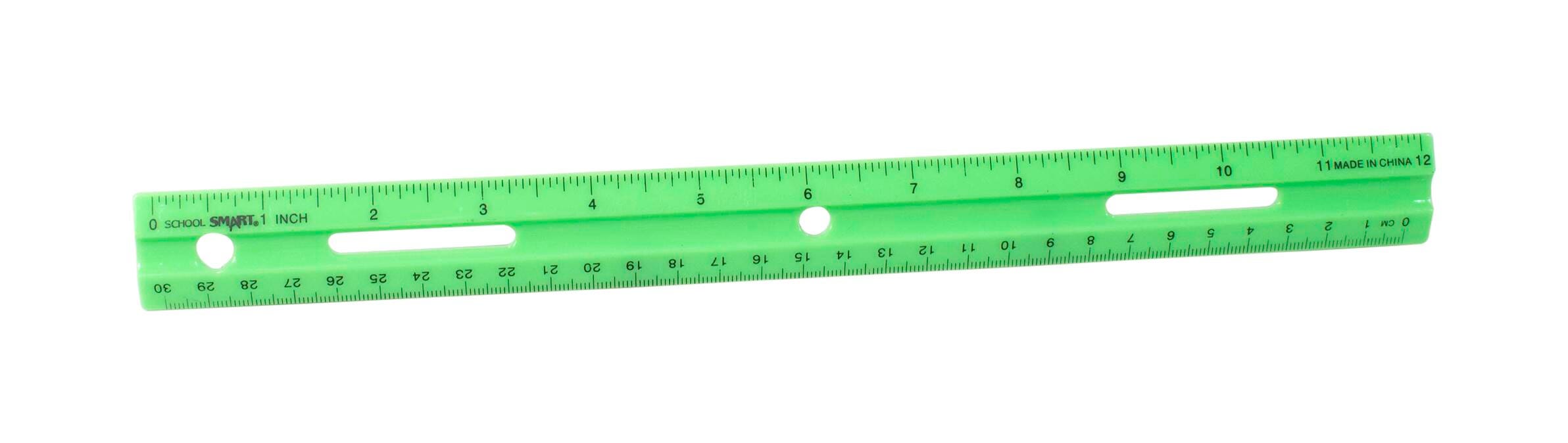 School Smart Plastic Rulers, 12 Inches, Assorted Colors, Pack of 6 1473614
