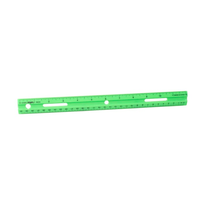 School Smart Plastic Rulers, 12 Inches, Assorted Colors, Pack of 6