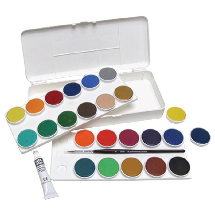 Grumbacher Non-Toxic Watercolor Paint Set with Brush and 7.5 ml Tube of Chinese White, 24 Assorted Opaque Colors
