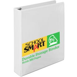 School Smart D Ring View Binder, Polypropylene, 1-1/2 Inches, White 2006473