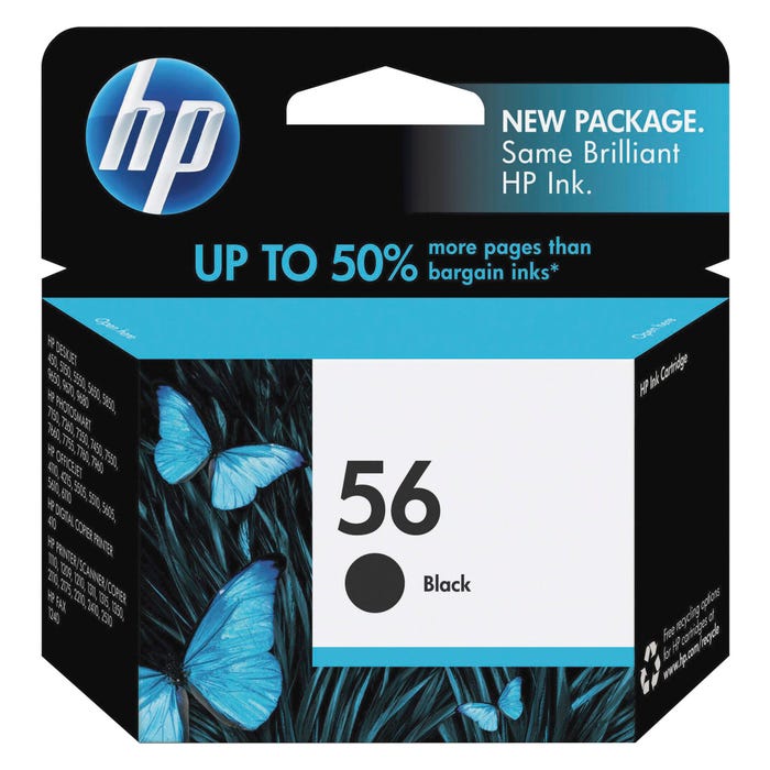 HP 56 Ink Cartridge, C6656AN, Black
