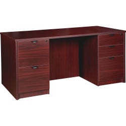 Lorell Prominence Laminate Desk, Full Double Pedestal, 60 x 30 x 29 Inches, Mahogany