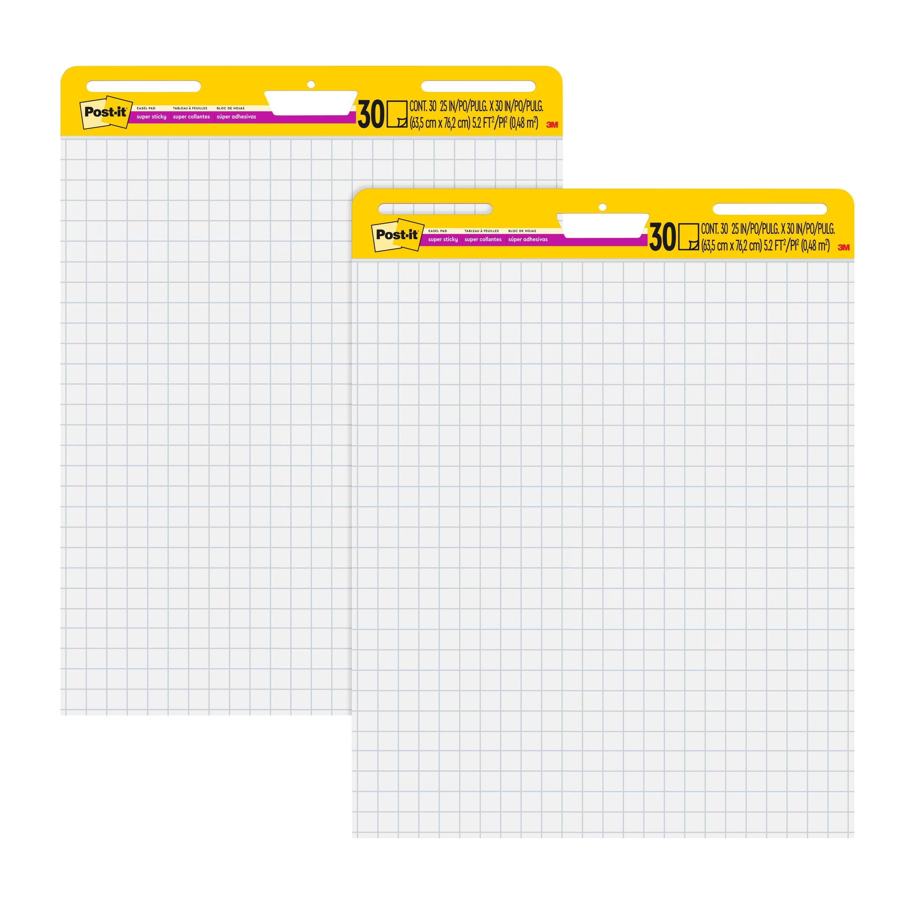 Image for Post-It Self-Stick Easel Pad, 25 x 30 Inches, Grid Ruled, White, 30 Sheets, Pack of 2 from School Specialty