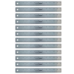 School Smart Stainless Steel Rulers, 12 Inch, Pack of 12
