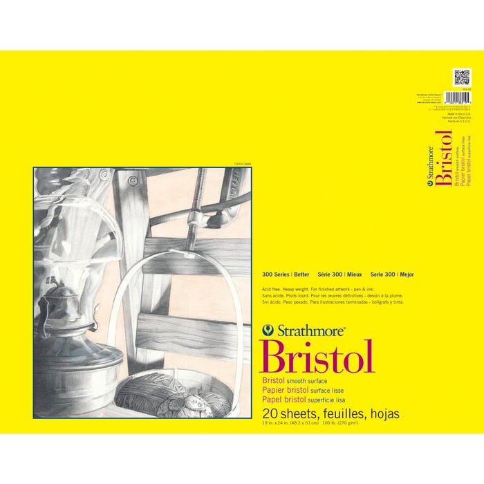Strathmore 300 Series Smooth Bristol Pad, 19 x 24 Inches, 100 lb, 20 Sheets