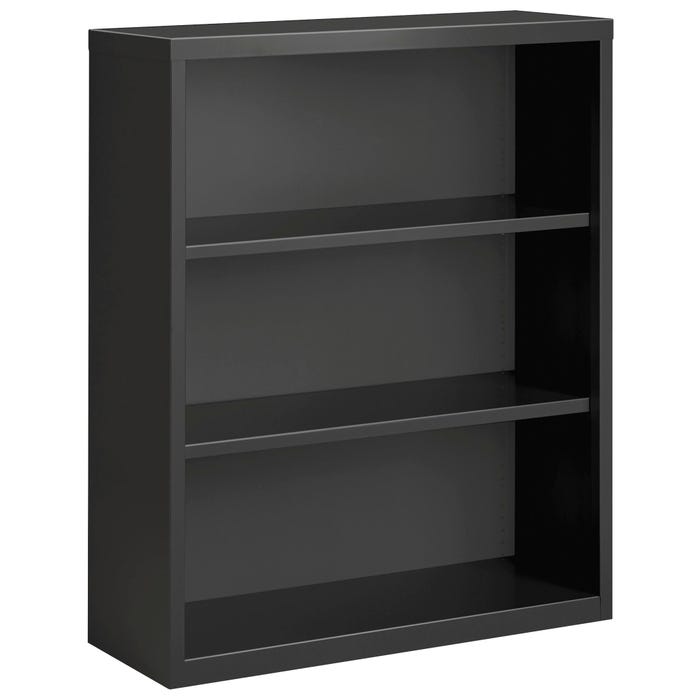 Lorell Fortress Series Steel Bookcase, 3 Shelves, 34-1/2x 12-5/8 x 30 Inches, Charcoal