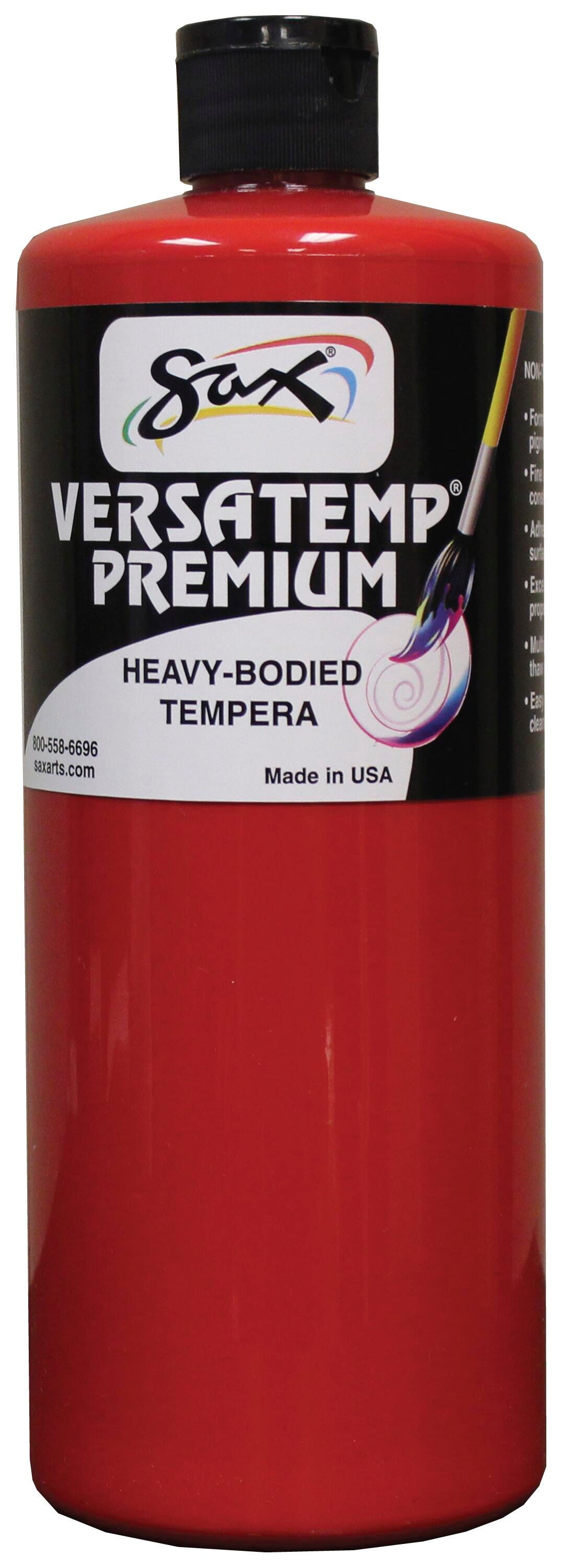 Sax Versatemp Premium Heavy-Bodied Tempera Paint, 1 Quart, Primary Red Item Number 1592719