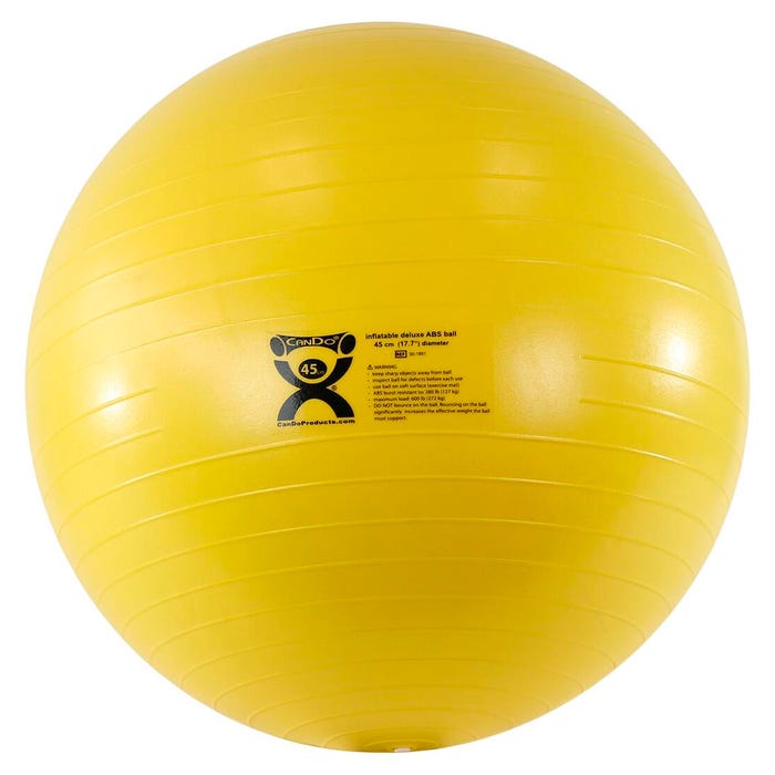 CanDo Inflatable Exercise Ball, Extra Thick ABS, 18 Inches, Yellow