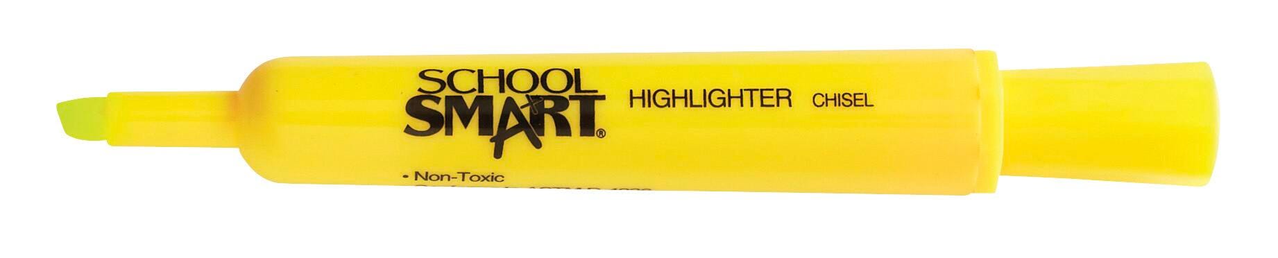 School Smart Tank Style Highlighters, Chisel Tip, Yellow, Pack of 12 1354259