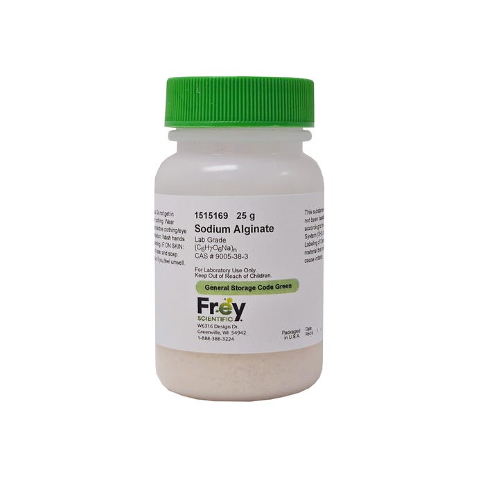 Frey Scientific Sodium Alginate, Lab Grade, White, 25 Grams