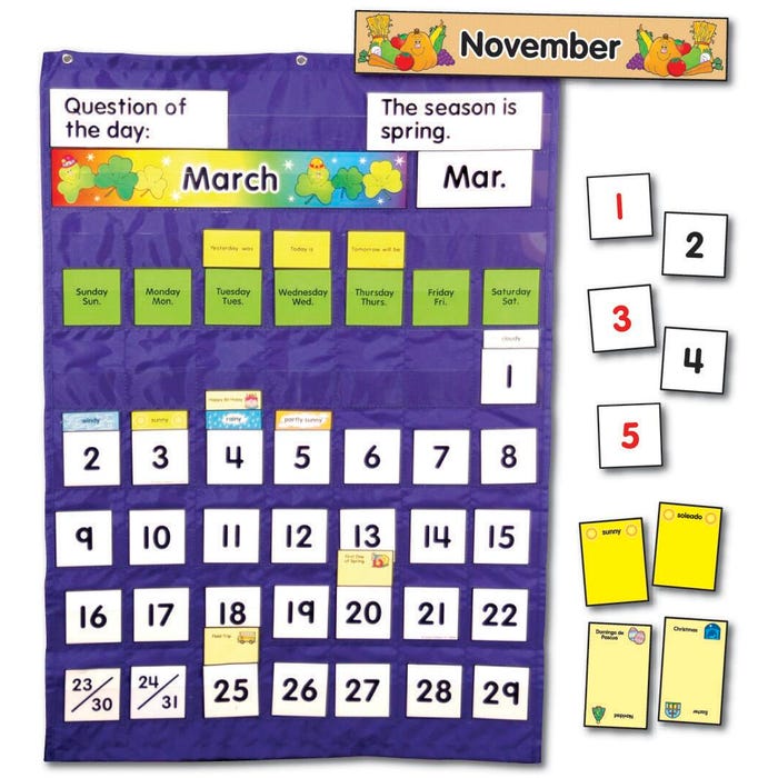 Carson Dellosa Calendar and Weather Pocket Chart, 26 X 37-1/4 Inches