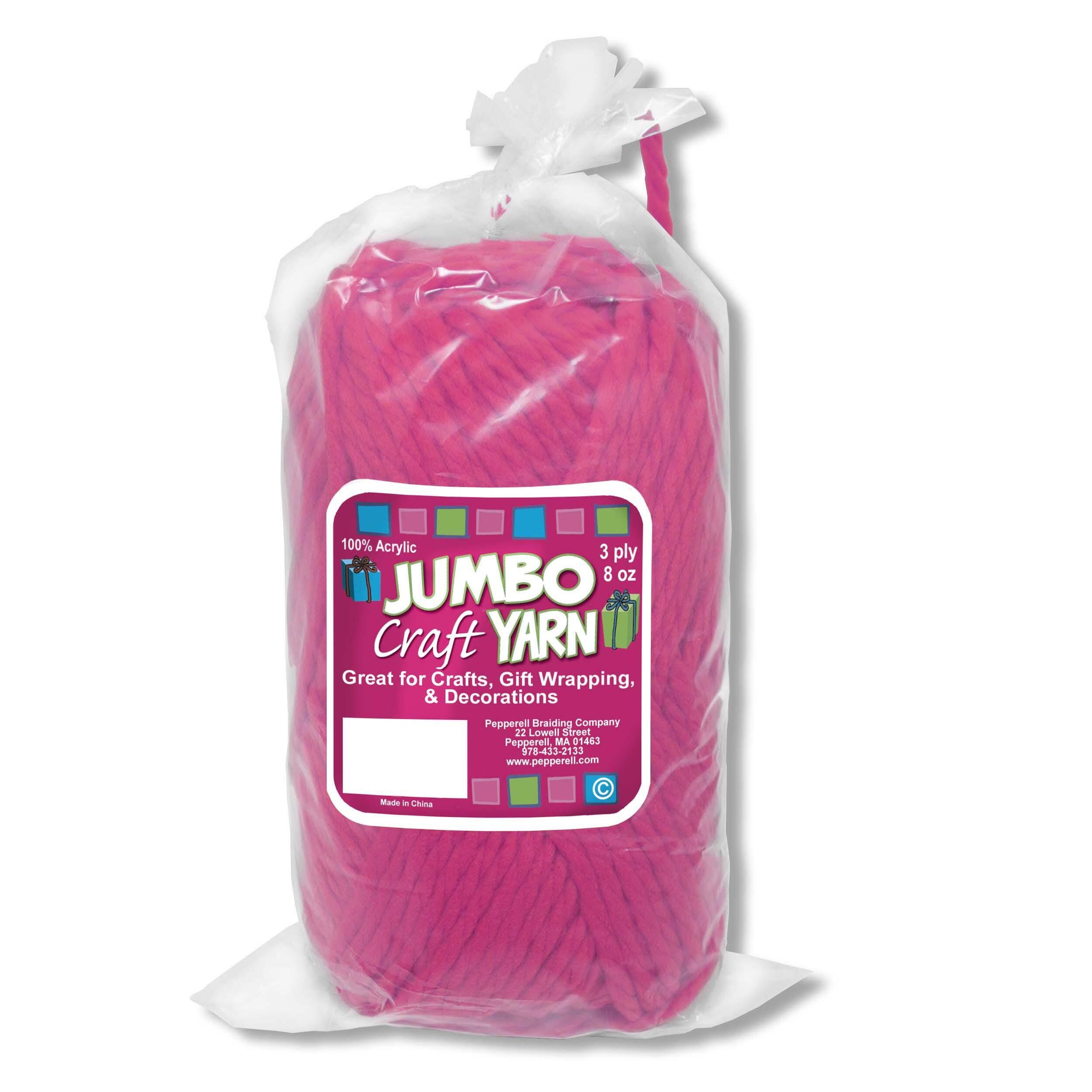 Image for Pepperell Jumbo Roving Craft Yarn, 8 Ounces, 150 Yards, 3-Ply, Hot Pink from School Specialty