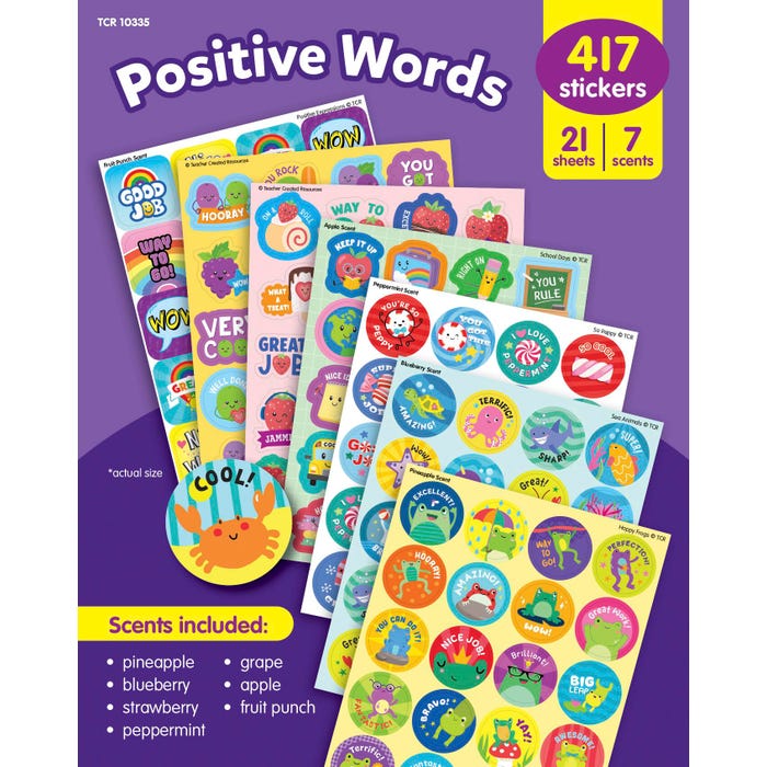 Teacher Created Resources Smelly Stickers, Positive Words, Pack of 417