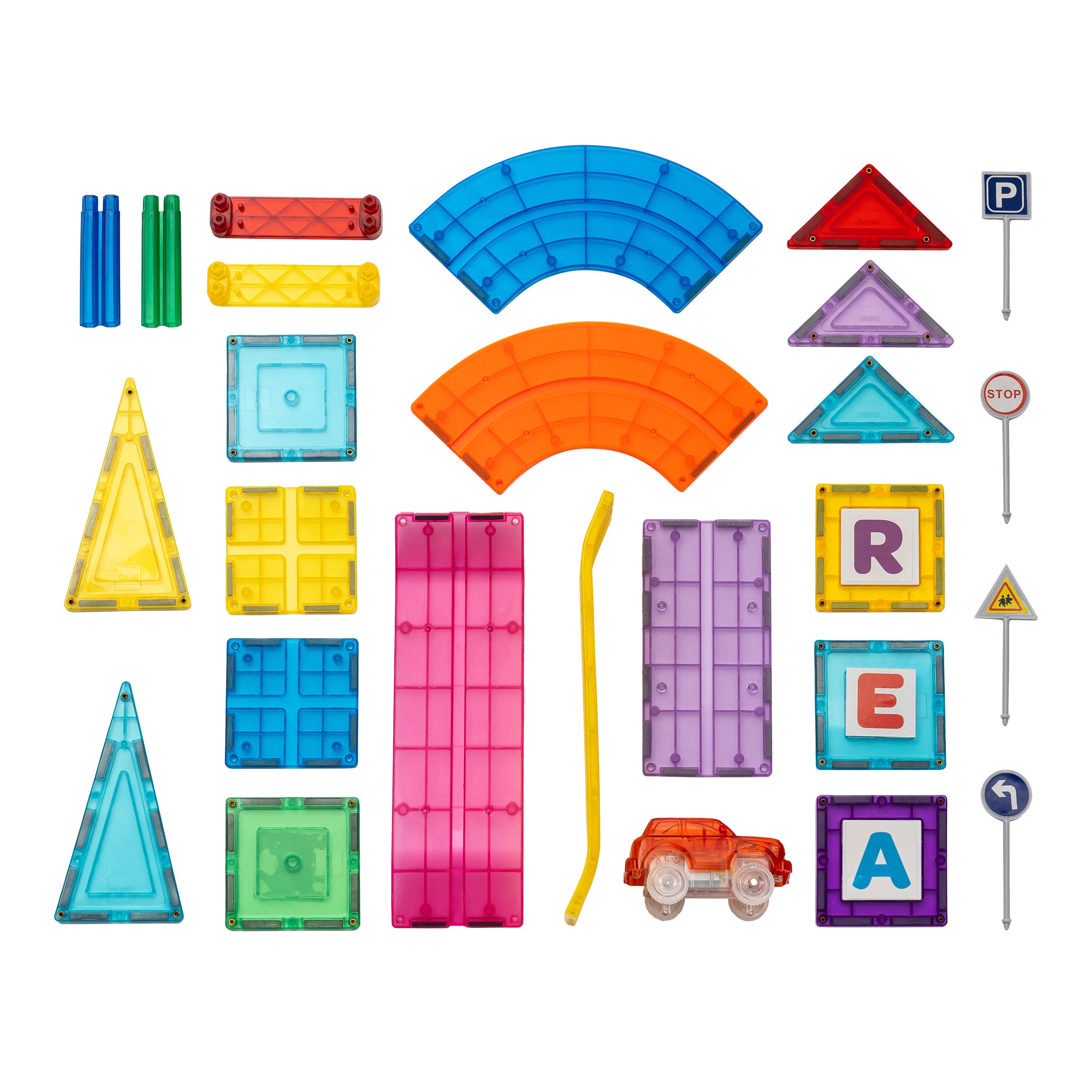 Image for Childcraft Magnetic Tiles Racing Track, Set of 80 from School Specialty