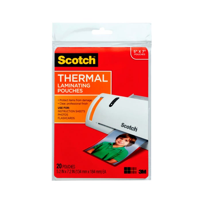 Scotch Thermal Laminating Pouch, 5 x 7 Inches, 5 mil Thick, Pack of 20