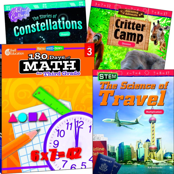 Teacher Created Materials Learn-at-Home Explore Math Bundle, Grade 3, Set of 4