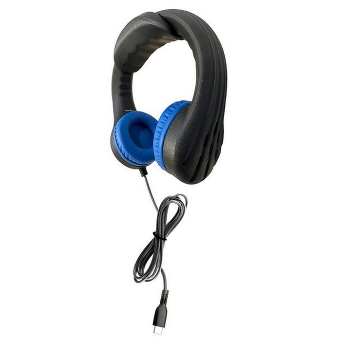 HamiltonBuhl Kids Flex-Phones On-Ear Headphones, USB-C Plug, Black/Blue