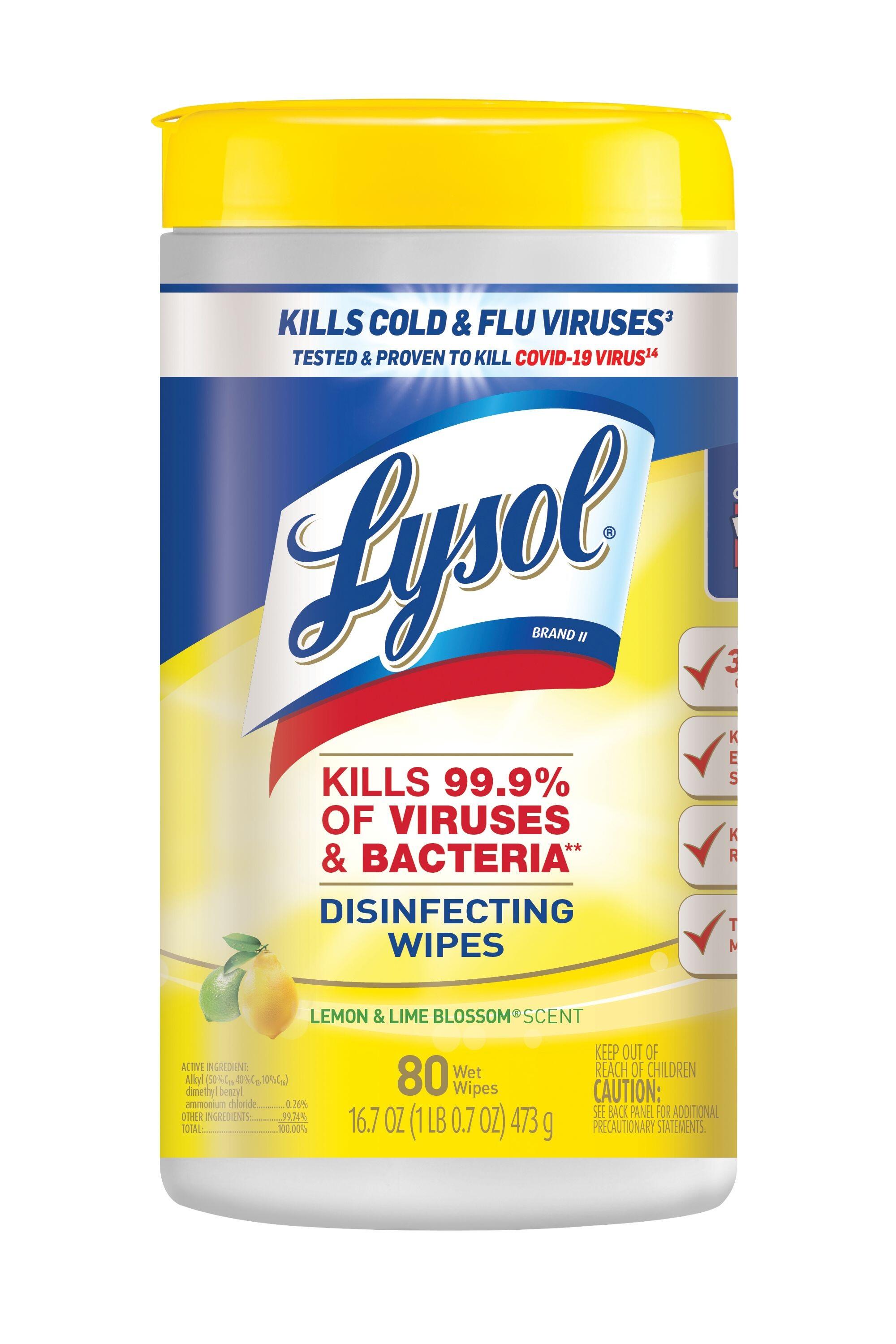 Lysol Disinfecting Wipes, Lemon and Lime Blossom, 80 Count, Pack of 6 2214949