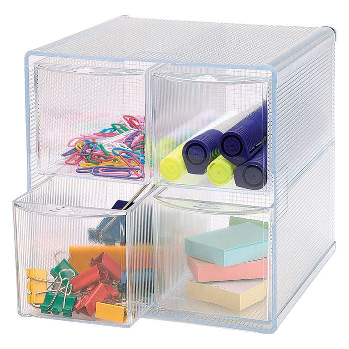 Sparco Storage Organizer, 6 X 7-1/4 X 6 in, 4 Drawers, Clear