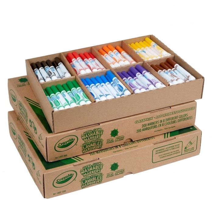 Crayola Ultra-Clean Washable Marker Classpack, Broad Line, 8-Assorted Colors, Set of 3
