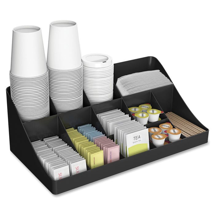EMS Mind Coffee Condiment Organizer, 11 Compartment, Black