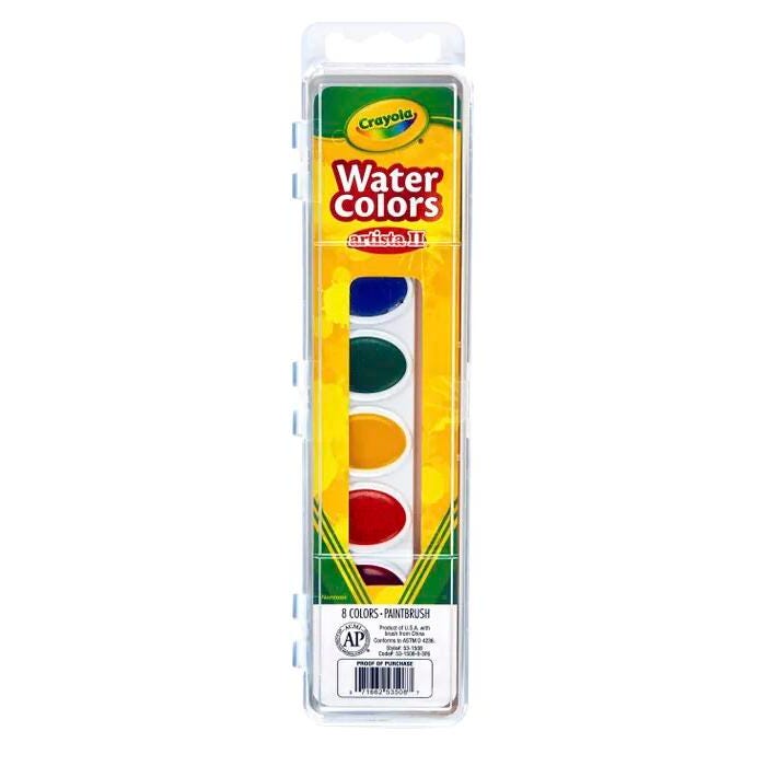 Crayola Artista II Watercolor Paint Set, 8 Oval Pans, Assorted Colors