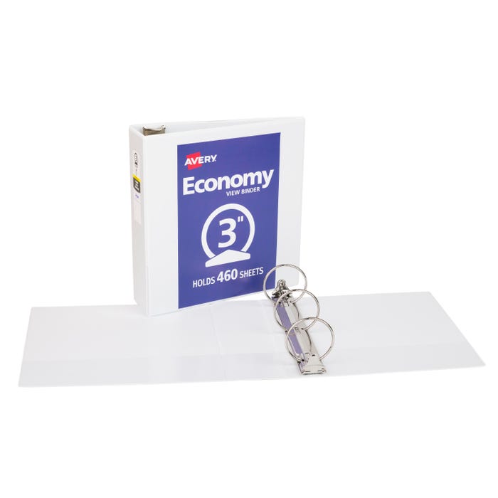Avery Economy Round Ring View Binder, 3 Inch, White