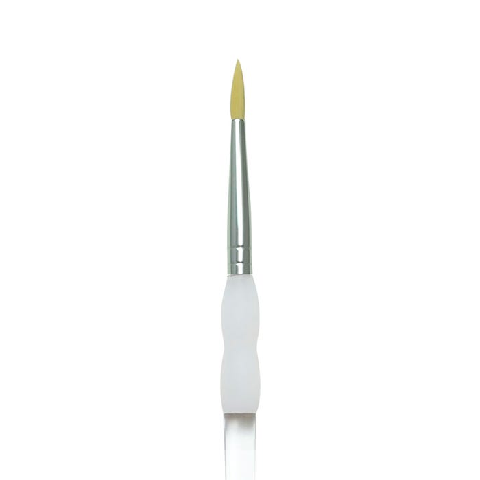 Royal & Langnickel Soft Grip Round Golden Taklon Fiber Non-Slip Rubber Grip Acrylic Handle Paint Brush, Size 2, Pack of 12