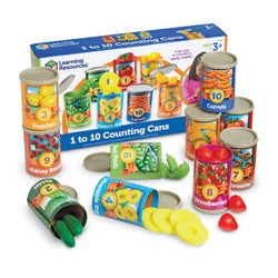 Learning Resources 1 to 10 Counting Cans with Covers and Play Food, 65 Pieces 1328562