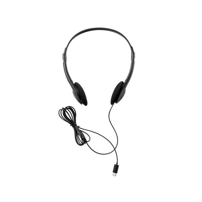 Califone CA-2 Lightweight On-Ear Headphone, USB-C Plug, Black