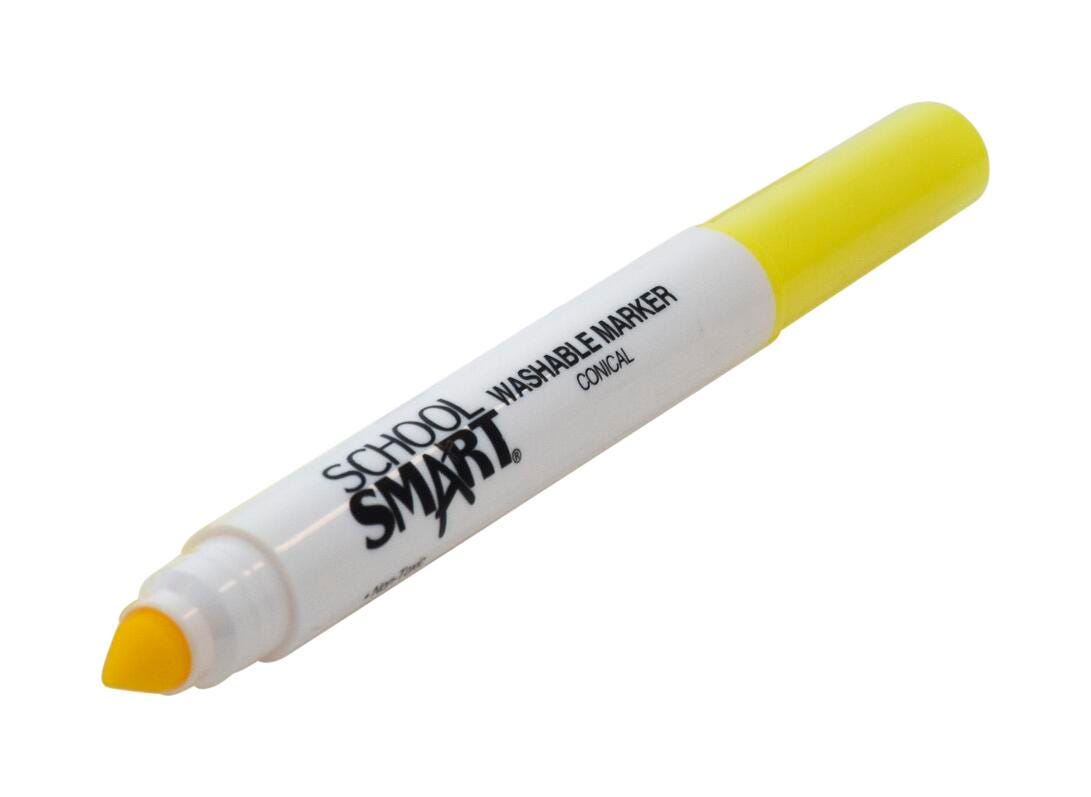 Image for School Smart Washable Art Markers, Conical Tip, Yellow, Pack of 12 from School Specialty