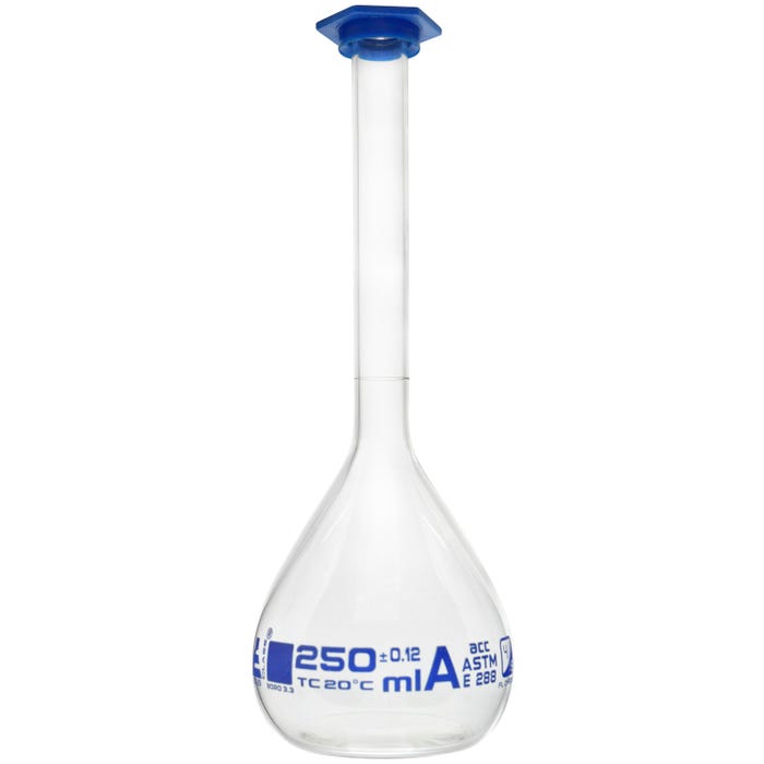 Eisco Labs Volumetric Flask, Snap Cap, Class A, 250ml