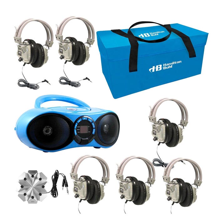 HamiltonBuhl LCP/HB100BT/6SV 6-Station Val-U-Pak CD Listening Center with Bluetooth and 6 Deluxe Headphones