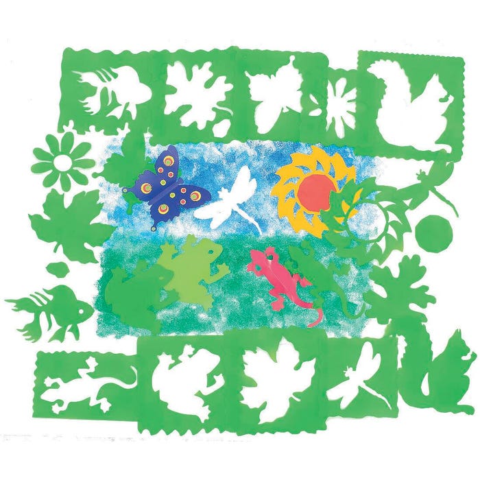 Roylco Nature Stencils, Assorted Sizes, Green, Set of 10