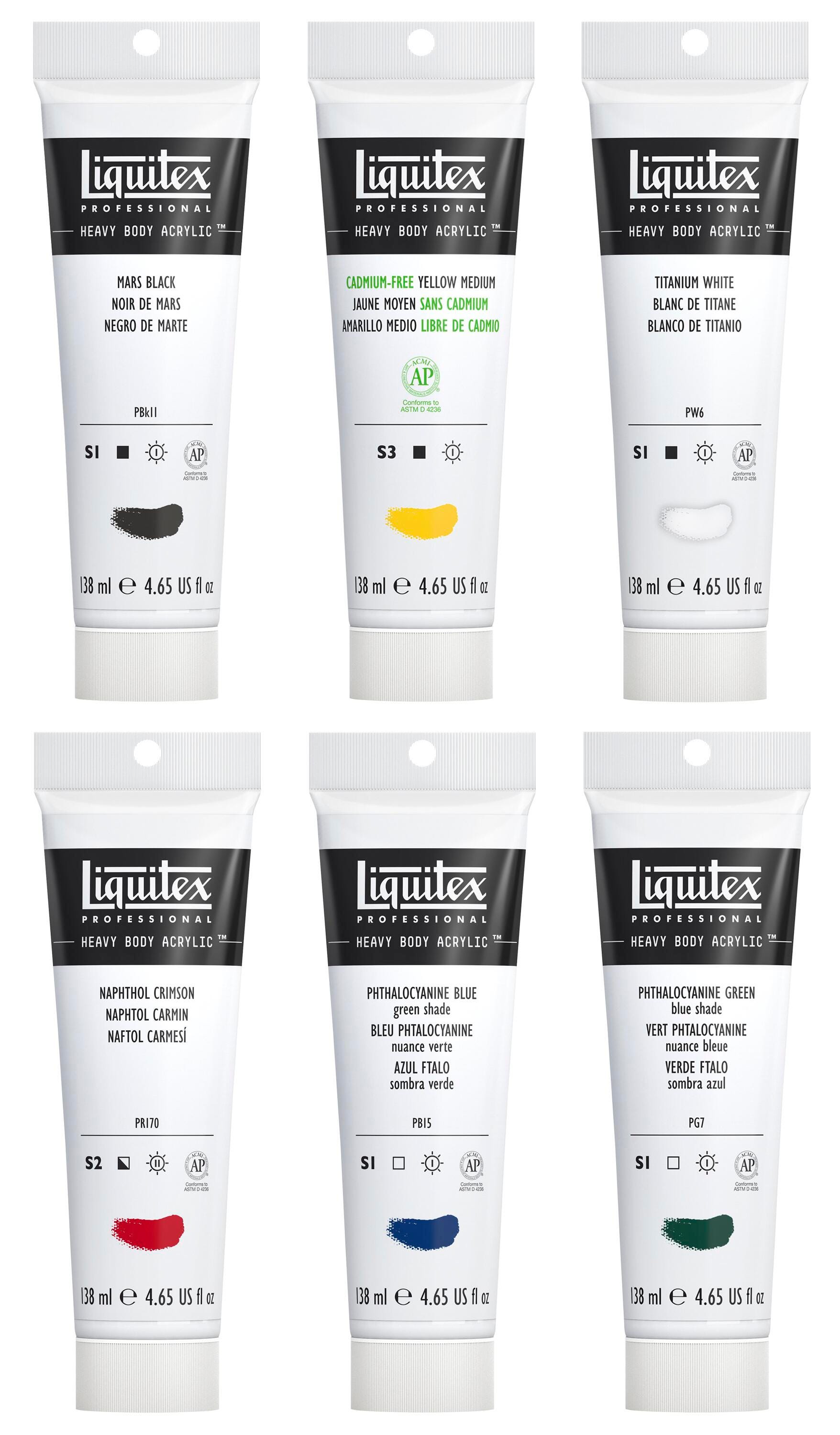 Liquitex Non-Toxic Acrylic Paint Set, 4.65 oz Large Tube, Assorted Color, Set of 6 Item Number 1428976