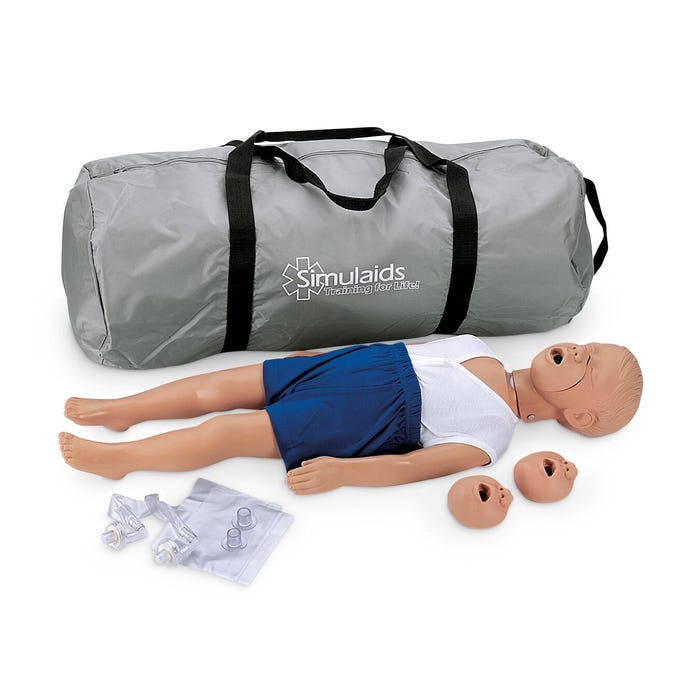 Simulaids Kyle 3-Year-Old CPR Manikin with Carry Bag, Light Skin Tone