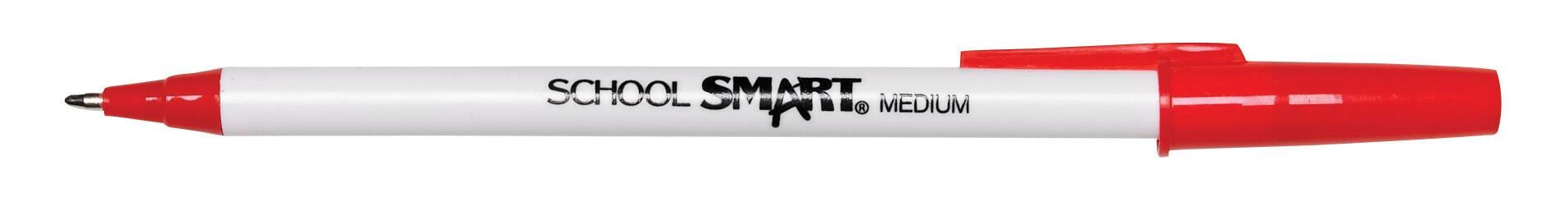 School Smart Round Stick Pen, Medium Tip, Red, Pack of 12 Item Number 038159