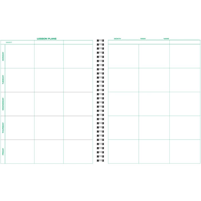 Hammond & Stephens Lesson Plan Book, PolyIce Cover, 8-1/2 x 11 Inches, 6 Subjects, 40 Week, Green/ Blue