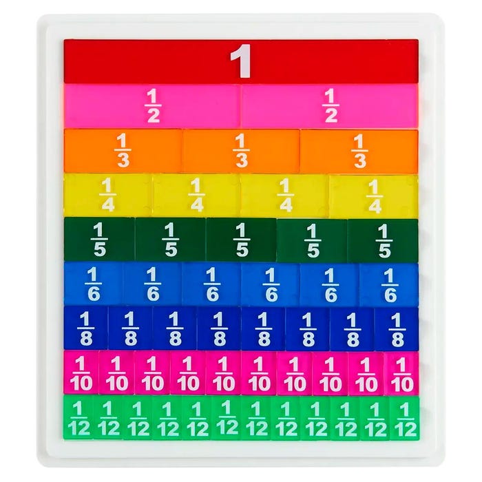 SI Manufacturing Transparent Fraction Tiles with Tray, Set of 52