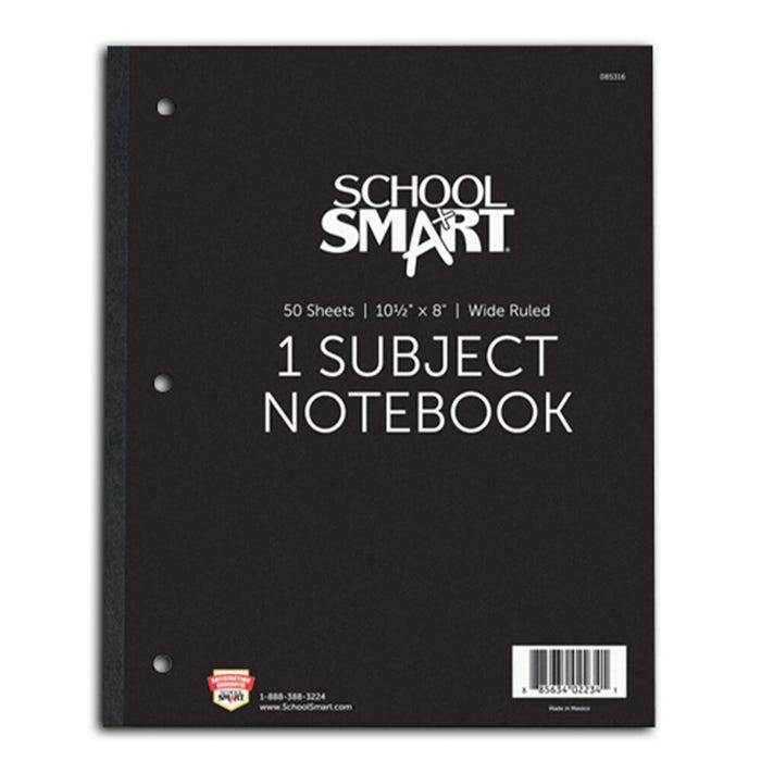 School Smart Wireless Notebook (Color May Vary), 1 Subject, Wide Ruled, 8 x 10-1/2 Inches, 50 Sheets