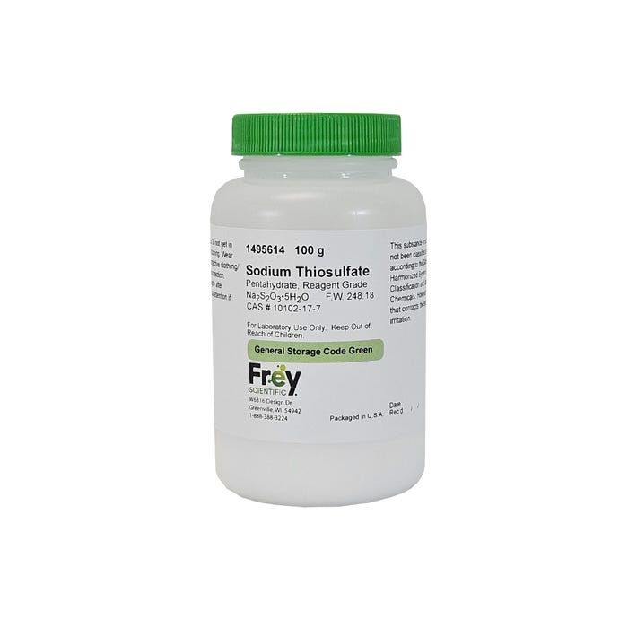 Frey Scientific Sodium Thiosulfate Pentahydrate, Reagent Grade, 100 Grams
