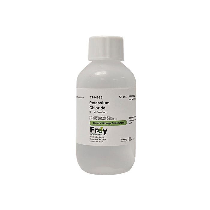 Frey Scientific Potassium Chloride Solution, 0.1M Solution, 50mL