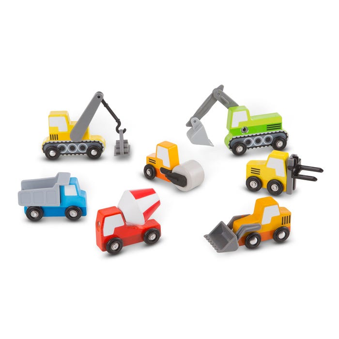 Melissa & Doug Wooden Construction Site Vehicles, Set of 8