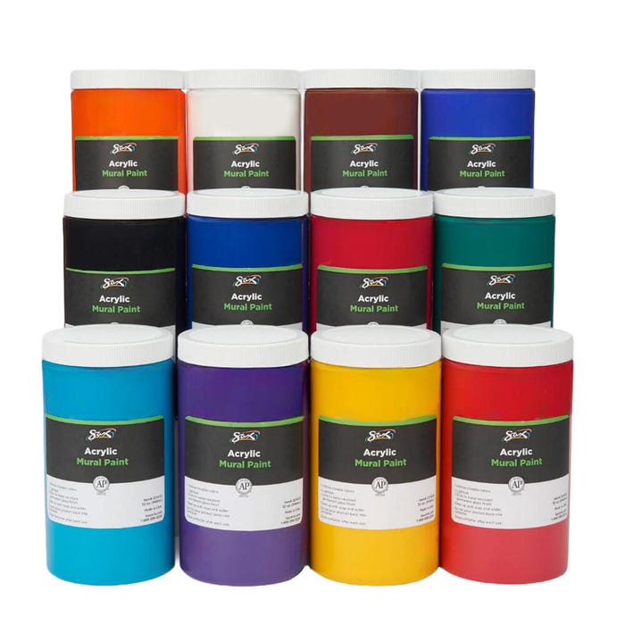 Sax Acrylic Mural Paint, Quart, Assorted Colors, Set of 12