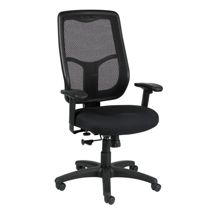 Eurotech Apollo High Back Multi-Function Task Chair, Fabric Seat/Mesh Back, 26 x 20 x 40-1/2 Inches, Black